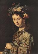 REMBRANDT Harmenszoon van Rijn Saskia as Flora (detail) dh oil on canvas